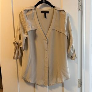BCBGMaxAzria Light Gray Silk Button-Down Shirt
